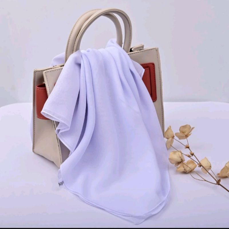 Hijab Bella Square Putih Suci/ Krudung Segi empat Putih SMA/Krudung Pollycotton Putih 115x115 /risan