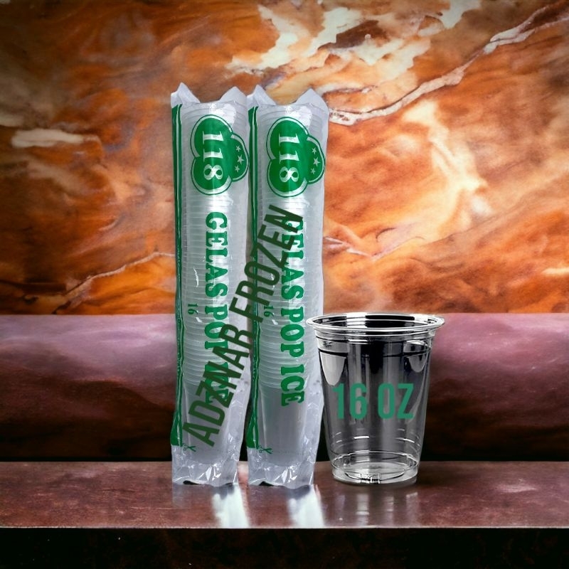 Cup pop ice 118 ukuran 16 Oz / gelas cangkir plastik/ cup bubur / cup jus
