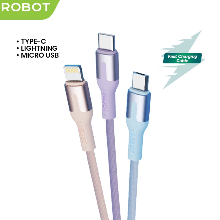 [✣H86] ROBOT Kabel Data RTM/RTL100/RTC Type C Micro USB Lighting 1M Data Cable Original Garansi 1 Ta