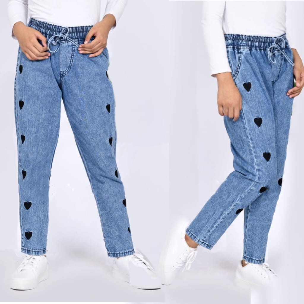 Celana Jeans Baggy Love Wanita Standar Melar
