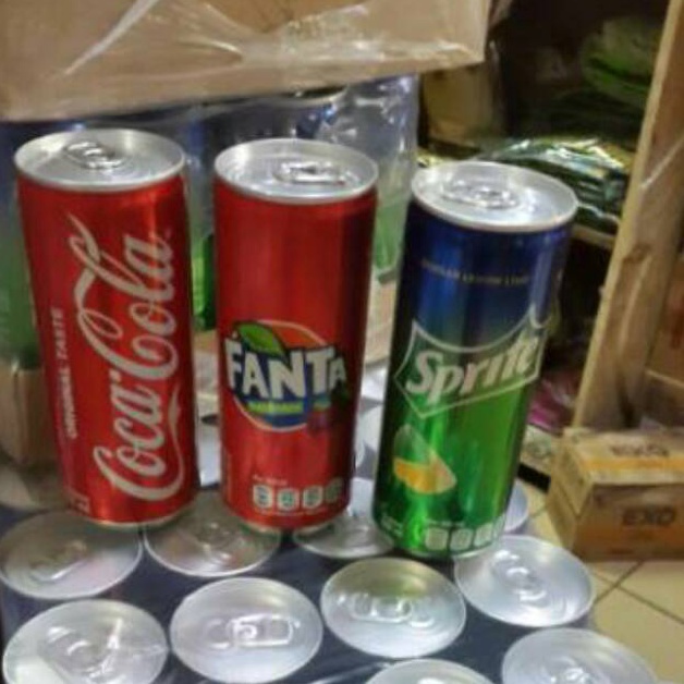 

Fanta/cola/sprite KALENG 250 ML khusus gojek g9djl