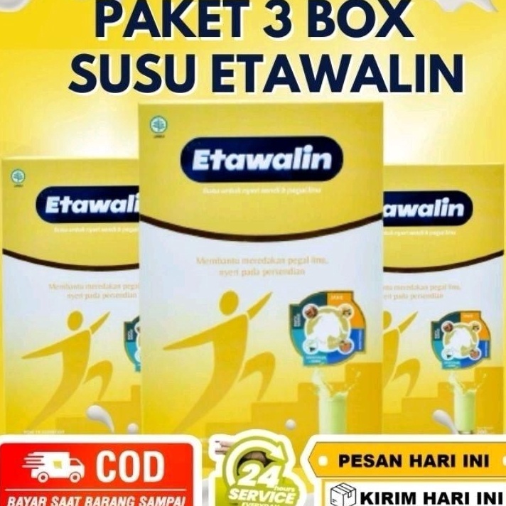 

KMSM1403 TERBARU PAKET 3 BOX SUSU ETAWALIN - Paket Sembuh Susu Sendi Atasi Radang Sendi Nyeri Tulang Cegah Osteoporosis Osteoartritis Pengeroposan Tulang Susu Kambing Etawa Kesehatan Susu Bubuk Murni Original Ettawa 100% Ori Susu Asam Urat Etawalin Plati