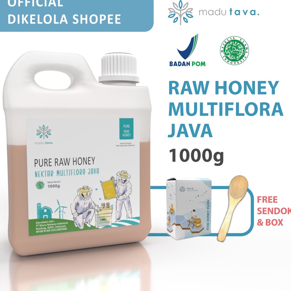 

[♛D31$] Madu Asli Murni 1kg Tava Grade A Nektar Multiflora Java 100% Alami Pure Natural Raw Honey Good product