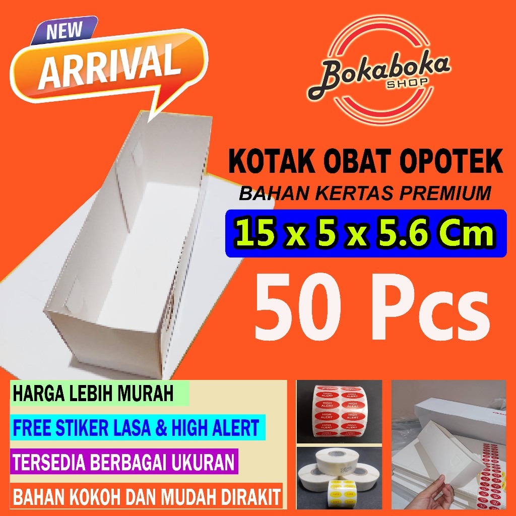 

isi 50 Kotak obat kertas 15 x 5 x 5.6