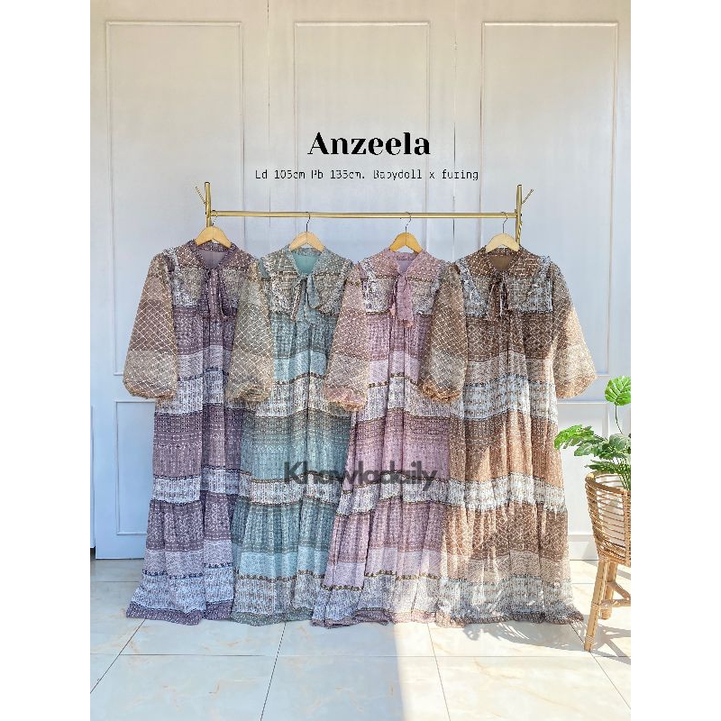 Anzeela by khawladaily | Dress Muslimah Gamis Motif Vintage