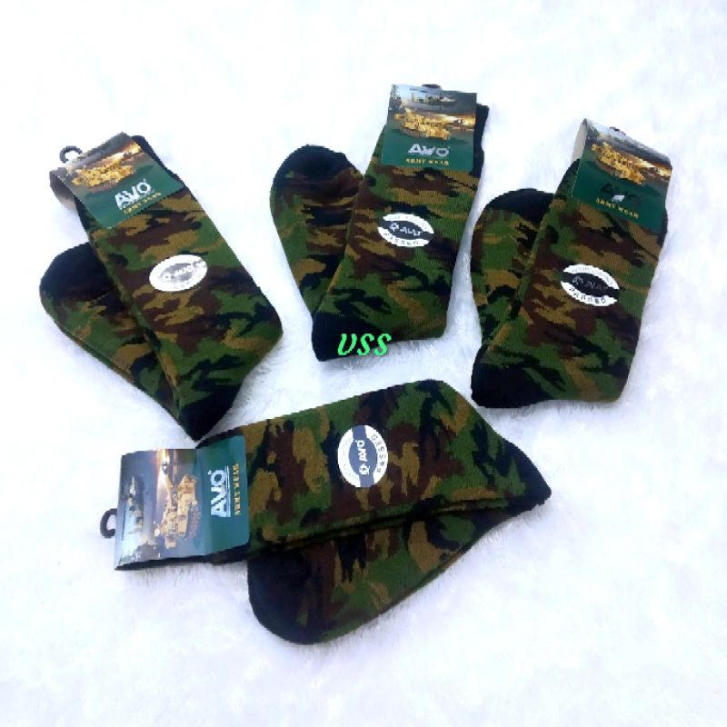 Kaos kaki pria tebal panjang loreng TNI AD premium bahan katun super