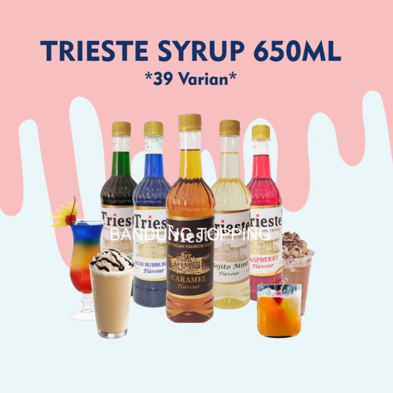 

Trieste syrup variant rasa buah-buahan 650ml Terbaru