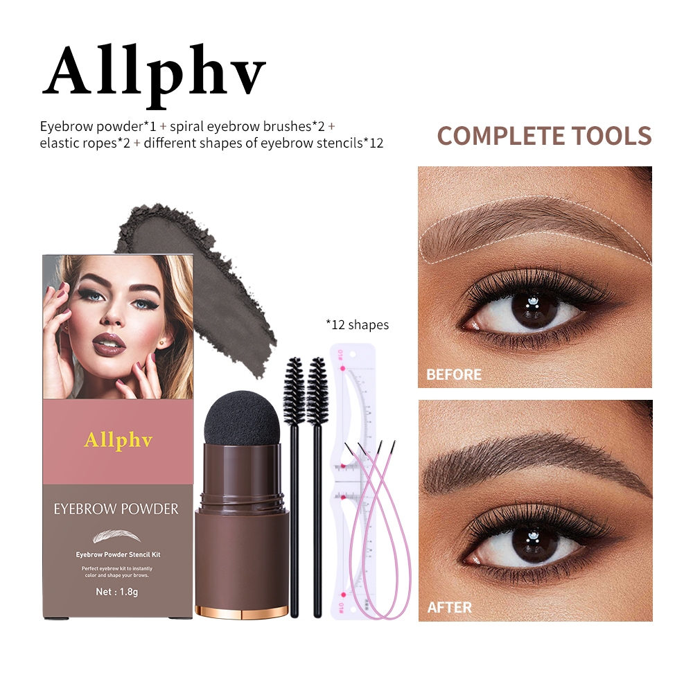ALLPHV Cetakan Alis Instan Waterproof Eyebrow Powder Tahan Lama Alis Cetakan Tempel