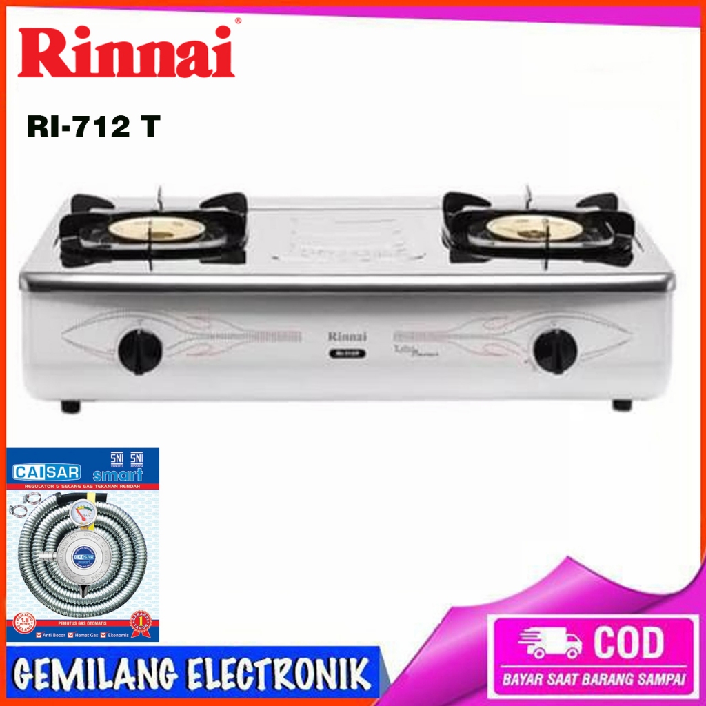 Kompor Gas Rinnai  RI-712T Kompor 2 Tungku Api Turbo