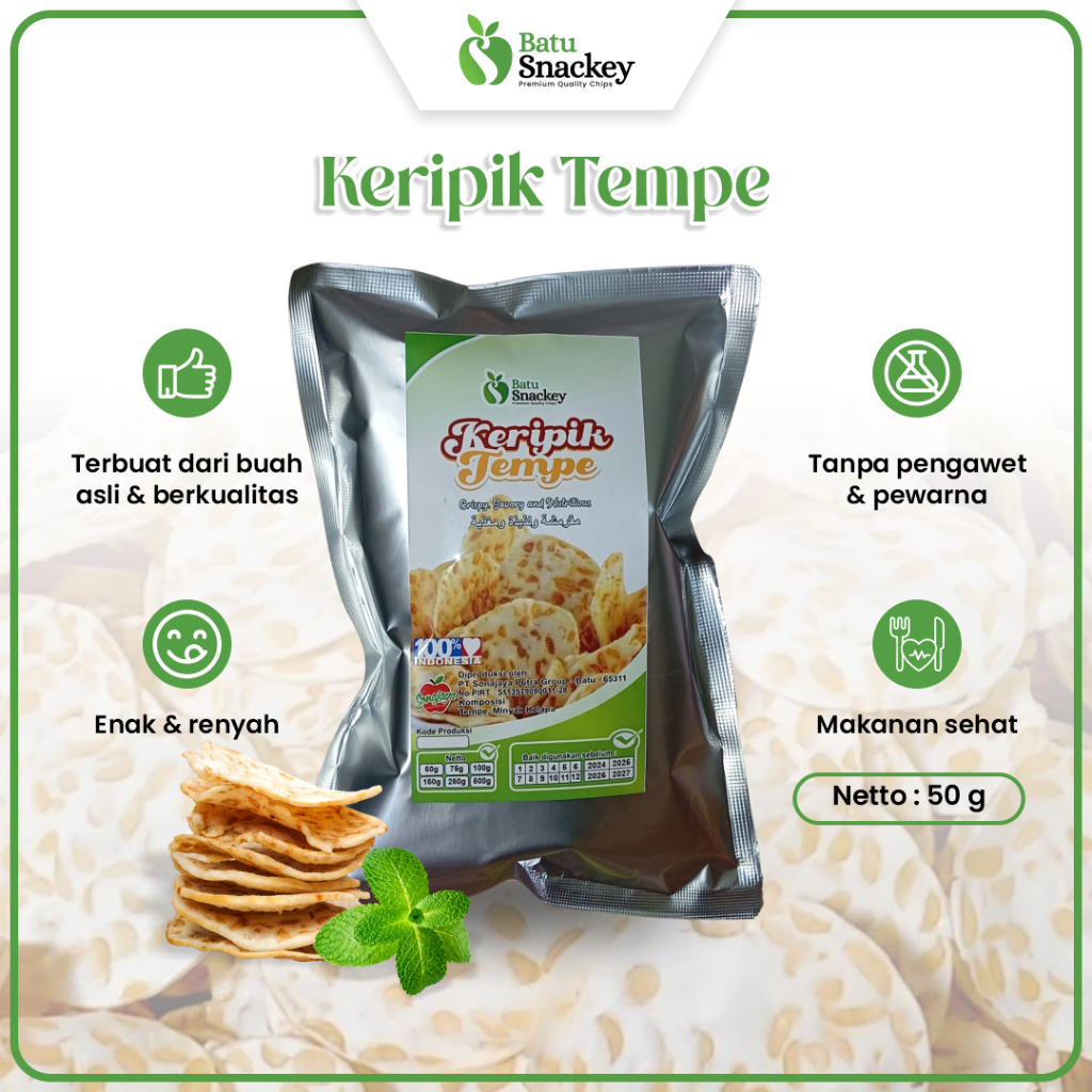 

Keripik Tempe Chips 50 gram Kripik Tempe Makanan Ringan Cemilan Setiap Saat Gurih Renyah Lauk Makan Tanpa Bahan Pengawet Pewarna Buatan