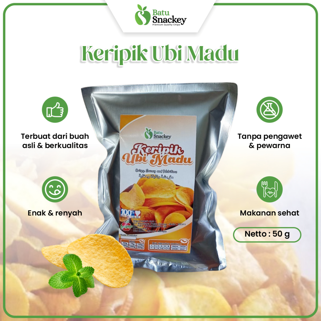 

Keripik Buah Sonajaya Kripik Ubi Madu 50 gram Oleh-Oleh Khas Batu Malang Snack Lezat Renyah Tanpa Bahan Pengawet Pewarna Buatan