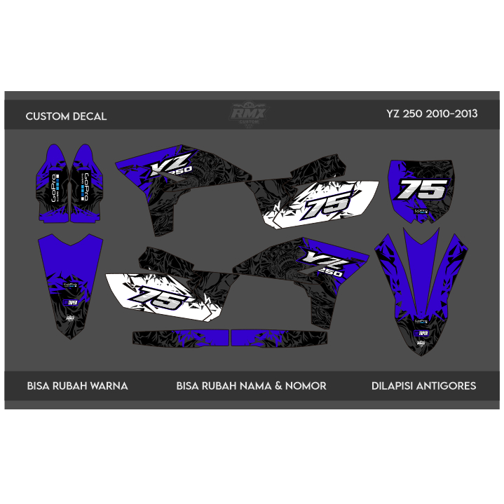 DECAL STICKER YZ 250 (002) DEKAL STIKER YZ 250F 450 450F FULLBODY 2010 2011 2012 2013 HITAM MERAH, K