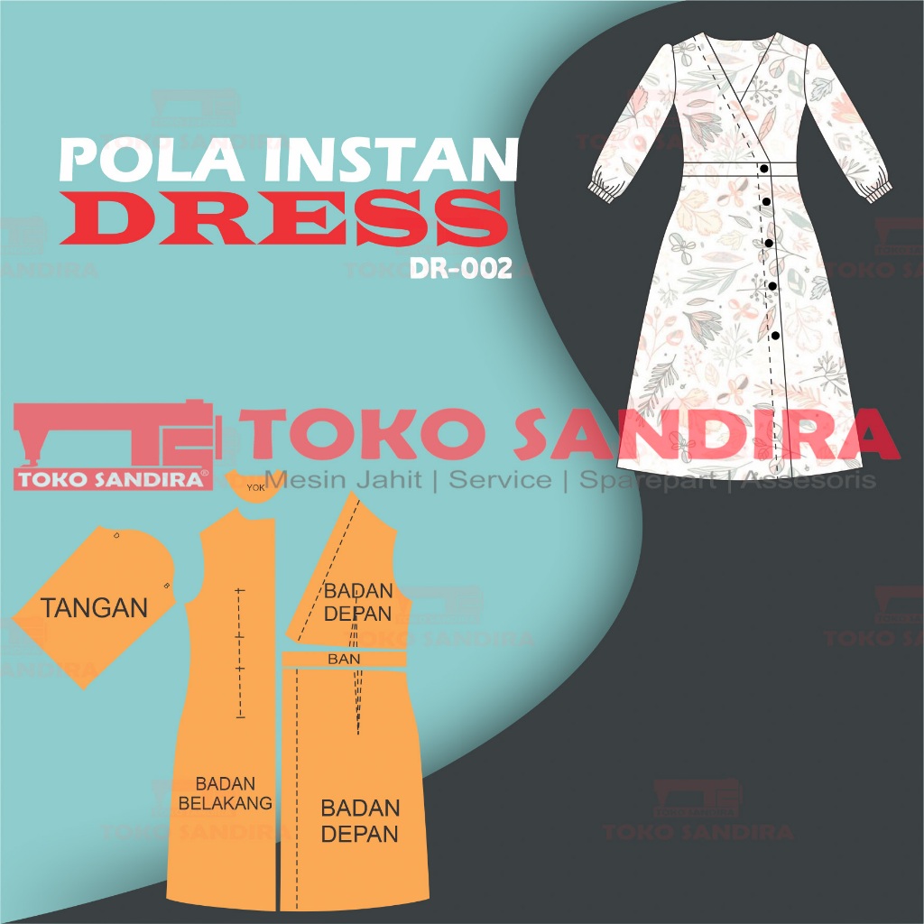 pola instan dress/pola instan dress simple/pola dress wanita/pola instan murah/pola jiplak murah/pol