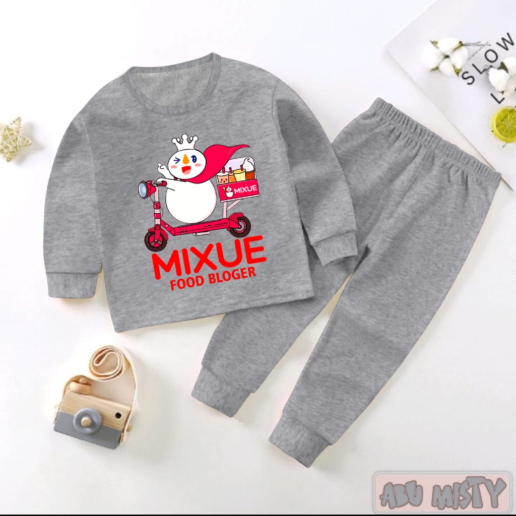 Setelan Mixue Food Bloger Terbaru Setelan Lengan Panjang / Piyama Anak Bayi Laki-Laki / Baju Tidur Baru 1234 Tahun