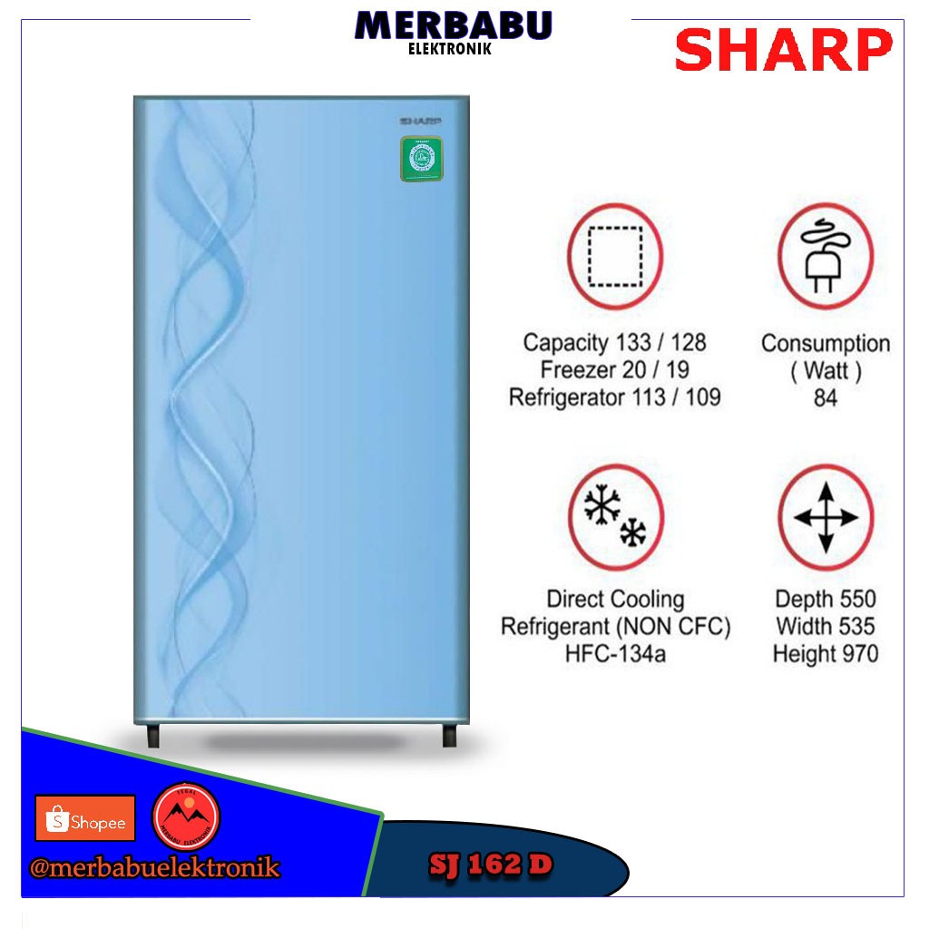 Sharp Kulkas SJN-162 D Lemari Es 1 Pintu 133L