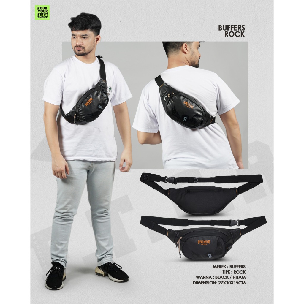 BUFFERS ROCK - Tas Waistbag Pria Casual Waterproof - Tas Pinggang Premium