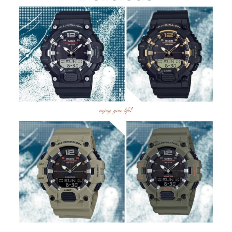Jam tangan pria CASIO HDC-700, analog + digital, tali rubber, water resistant 100M, ORIGINAL, bergar