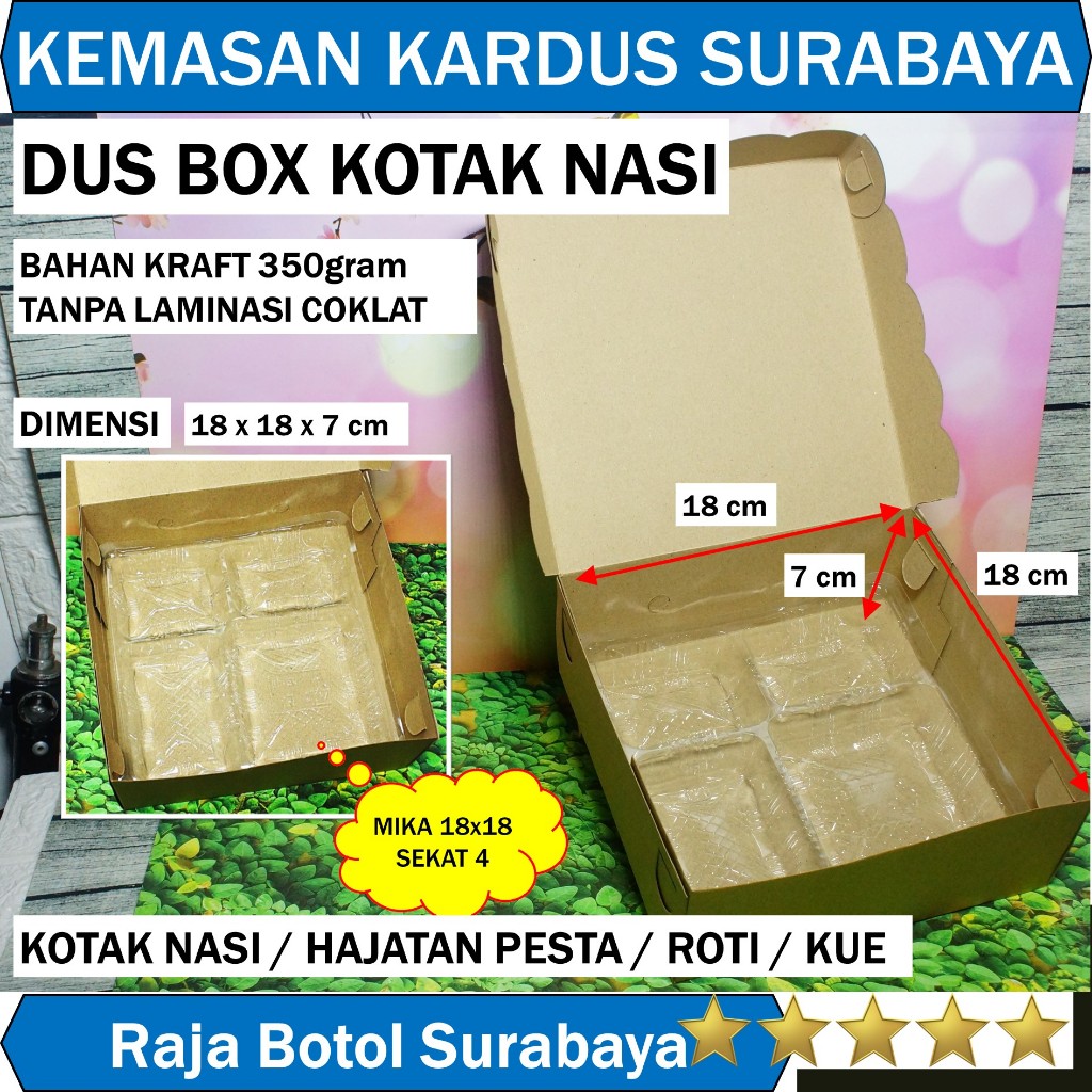 Dus Nasi Kotak 18x18 box Kraft kemasan Renda Bungkus makanan nasi snack jajan kue cake hampers denga