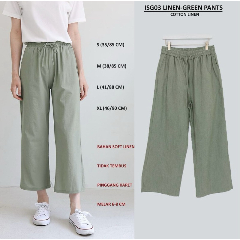 Celana Panjang Linen Wanita (pinggang karet) branded ISUGA Original