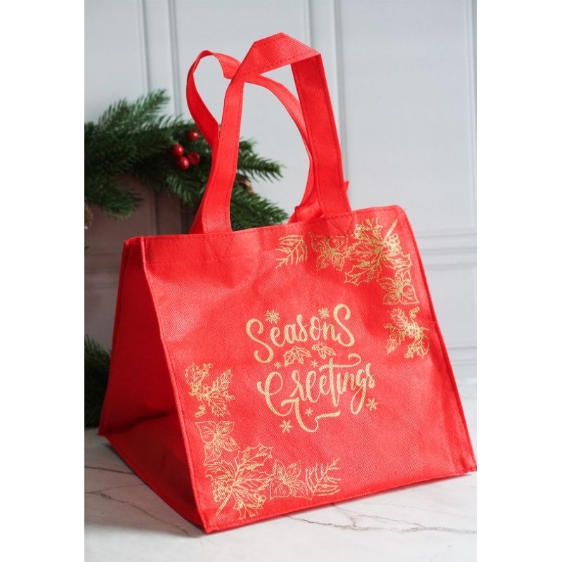 

Bag sponbond tema natal merah kantong hadiah natal