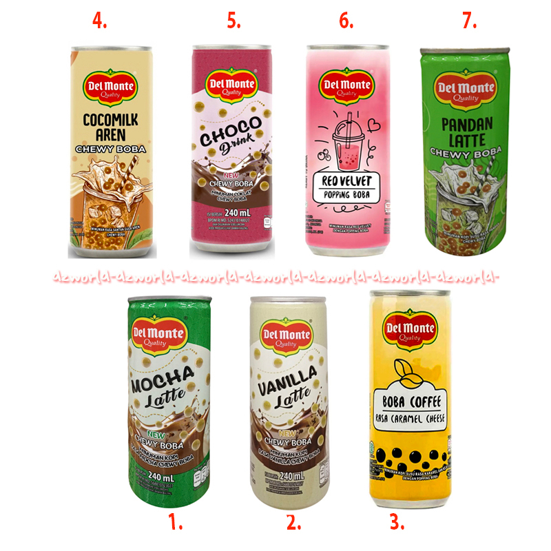 

Del Monte 240ml Minuman Boba Kemasan Kaleng Mocha Latte Vanilla Bobba Coffee Cocomilk Aren Choco Drink Red Velvet Pandan Chewwy Delmonte Quality ready To Drink