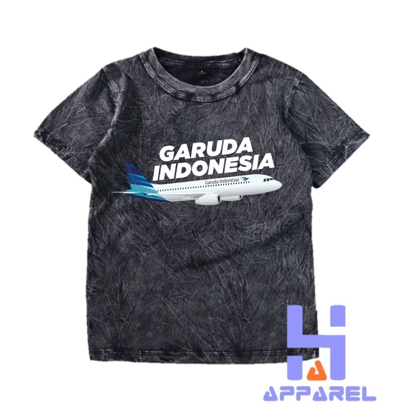 BAJU ANAK KAOS ANAK WASHED PESAWAT AIRBUS A330 GARUDA INDONESIA