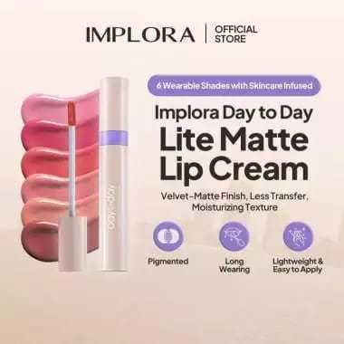 Implora Day To Day Series Lite Matte Lip Cream / Implora Lip Cream Matte 6 Shades 4gr