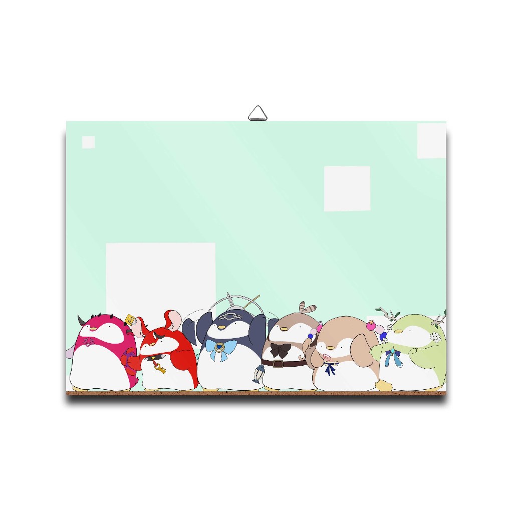 Poster dinding kayu anime vtuber HOLO EN PENGUIN DOLL COUNCIL-HOLO ENmaterial MDF