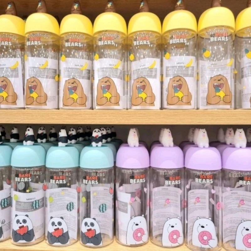 MINISO BOTOL KACA SERI WE BARE BEARS 420ML