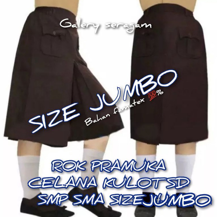 modelTipe QMC830 SIZE JUMBO ROK PRAMUKA CELANA KULOT PENDEK SD SMP SMA SIZE 14-15-16