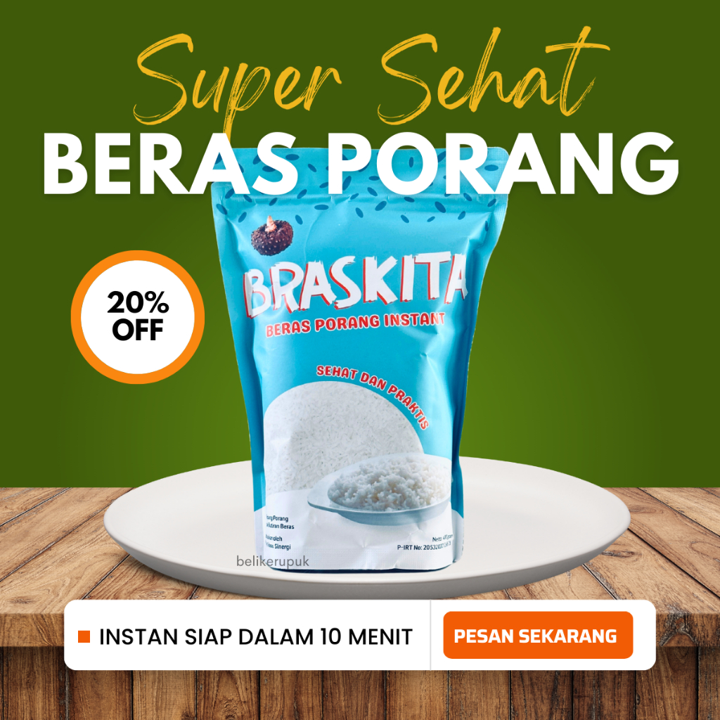 

Braskita Beras Porang 400g | Beras Konjac Shirataki Instan