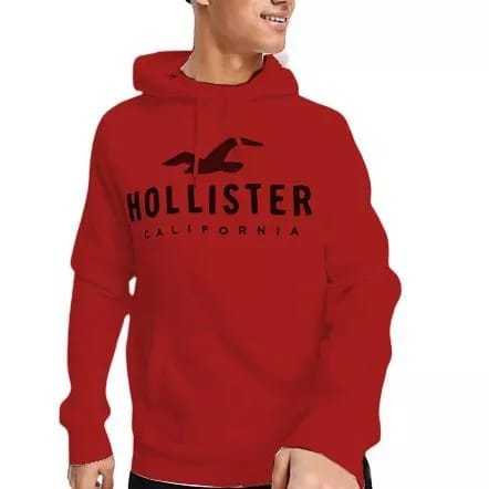 Jaket Hoodie WHO A.U Hollister California Merah Logo Teks Pull Bordir - Hoodie Hollister Pria Wanita