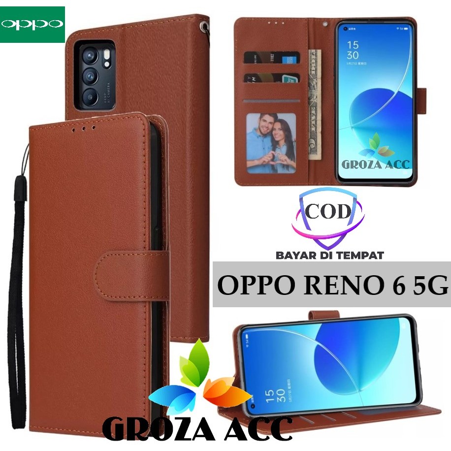 Flip Case OPPO RENO 6 5G Case Wallet Kulit Casing Dompet Case Wallet Leather Flip Case OPPO RENO 6 5