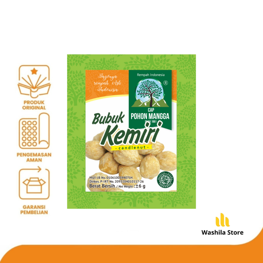 

BUMBU Bubuk Tepung KEMIRI Kemasan Instan Bumbu Kemiri Muncang 1 Renceng 12 Sachet - Cap Pohon Mangga