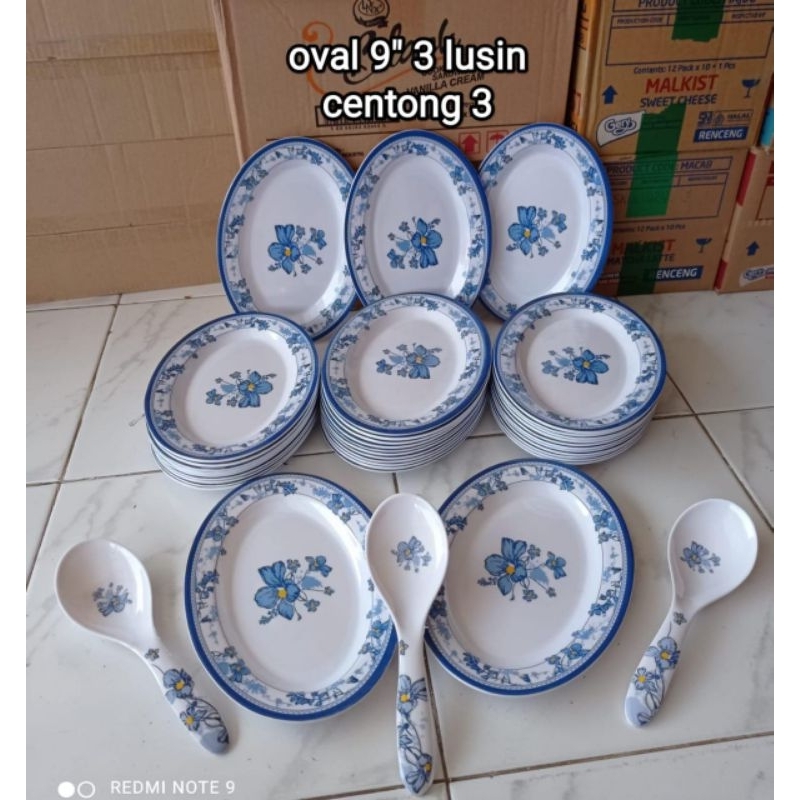 Piring oval 9" 3 lusin + Centong 3
