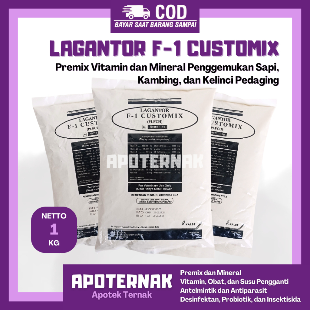 LAGANTOR F1 CUSTOMIX 1 Kg - Premix Penggemukan Sapi Kambing Kelinci Pedaging - KALBE
