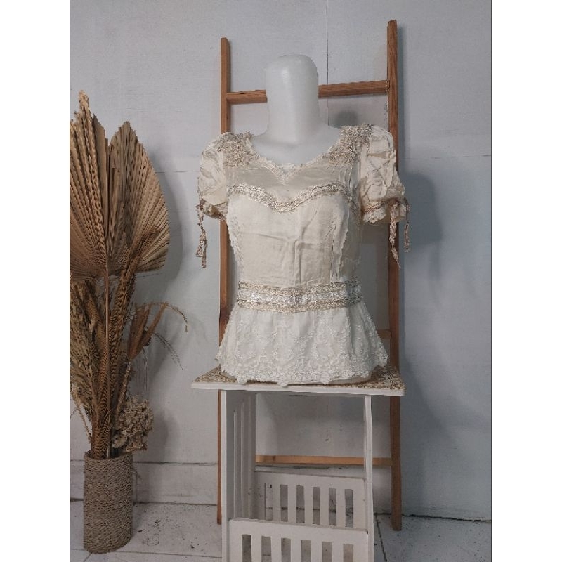 Atasan wanita blouse / dress brukat pesta lengan pendek