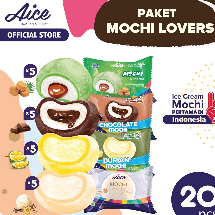 

Kode KHL715 Aice Ice Cream Paket Mochi Lovers Es Krim Eskrim 20pcs