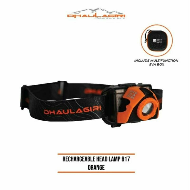 Headlamp Senter Kepala Rechargeable Usb Waterproof Dhaulagiri 617 Camping Hiking  Mancing Outdoor
