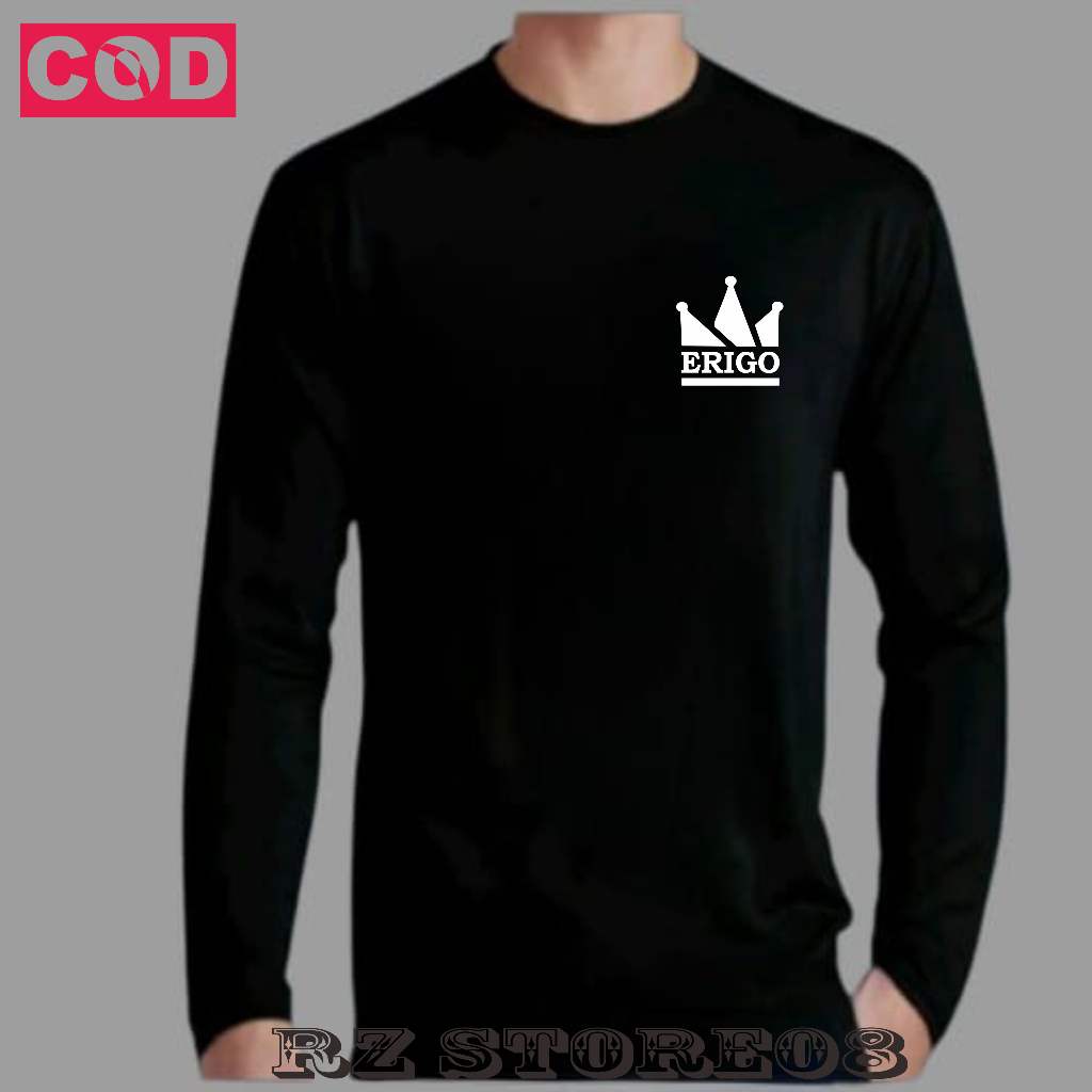 Baju Kaos Erigo Lite  Pria Wanita Lengan Panjang Distro Erigo  Baju Cowok Cewek Dewasa Print White B
