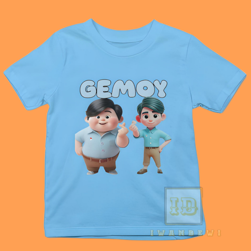 Kaos Prabowo Gibran Gemoy Anak/Baju Anak Gemoy Gambar Prabowo Gibran
