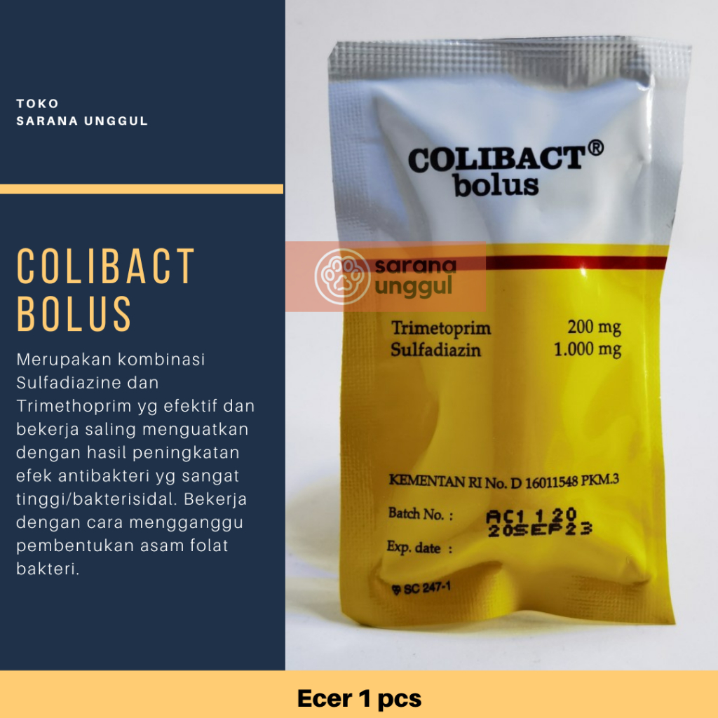 COLIBACT BOLUS Obat Infeksi Bakteri untuk Hewan (Ecer 1 Bolus)