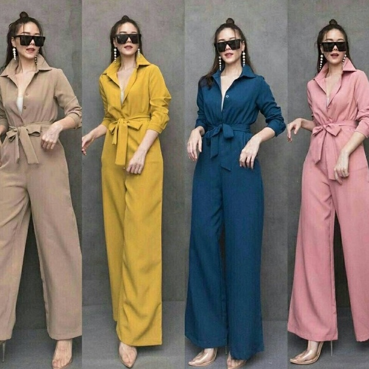 Terlaris jumpsuit panjang wanita / jumpsuit lengan panjang busui friendly / long jumpsuit.