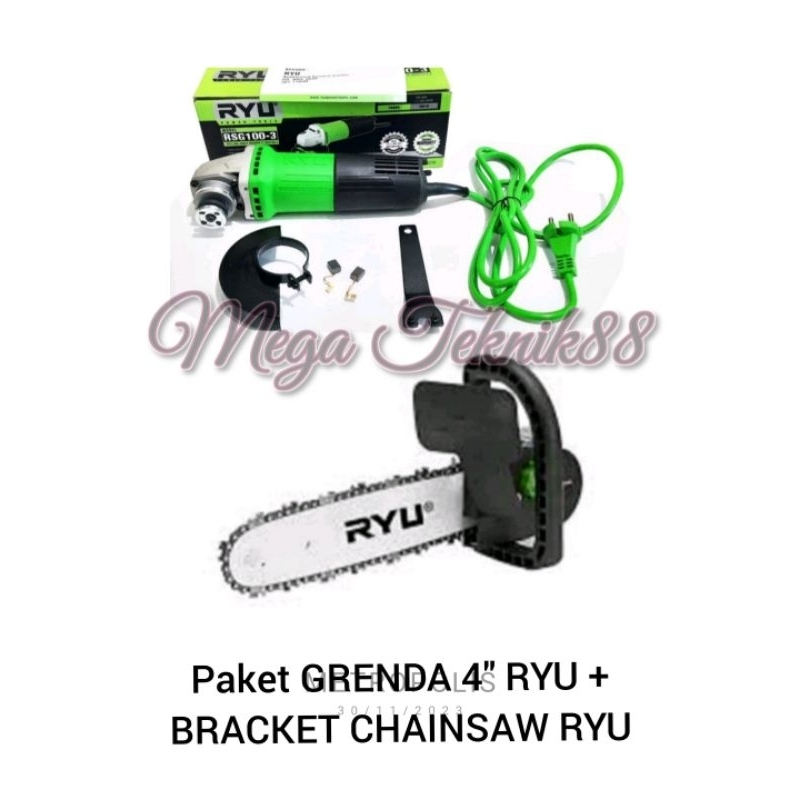 PAKET BRACKET CHAINSAW RYU + GRENDA TANGAN 4" RYU