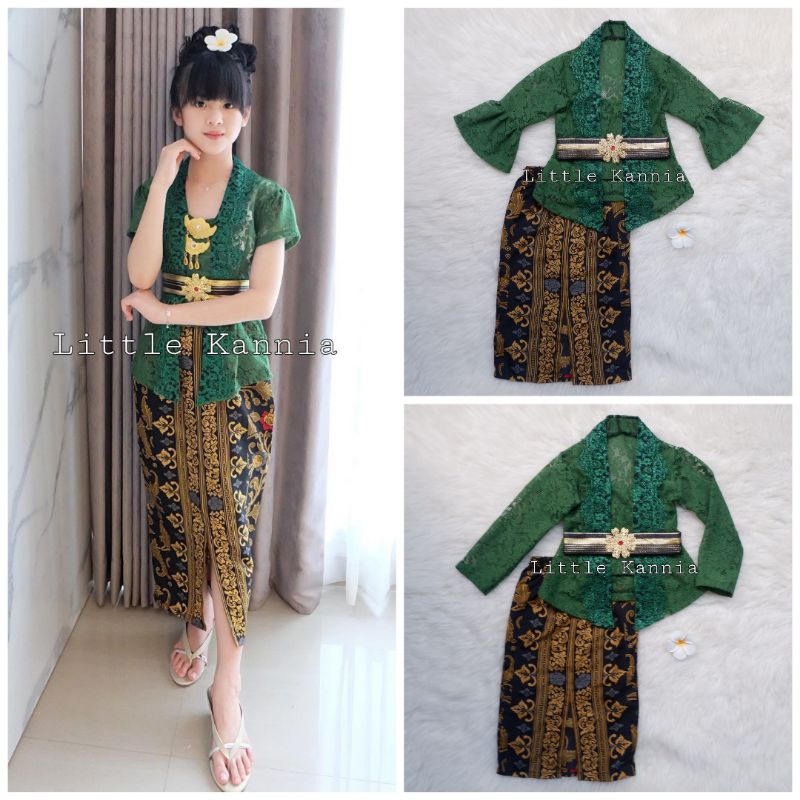 SET KEBAYA ANAK KARTINI IJO BOTOL (PRADAHITAM GOLD)