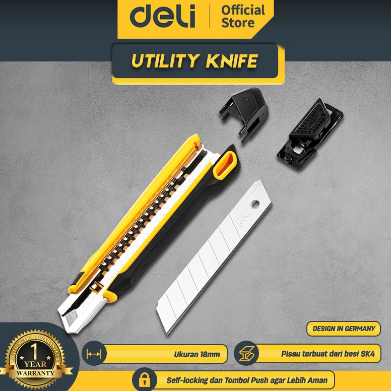 

COD Deli Utility Knife / Cutter Pisau SK4 Bahan ABS+TPE EDL018Z ➾Buruan Beli