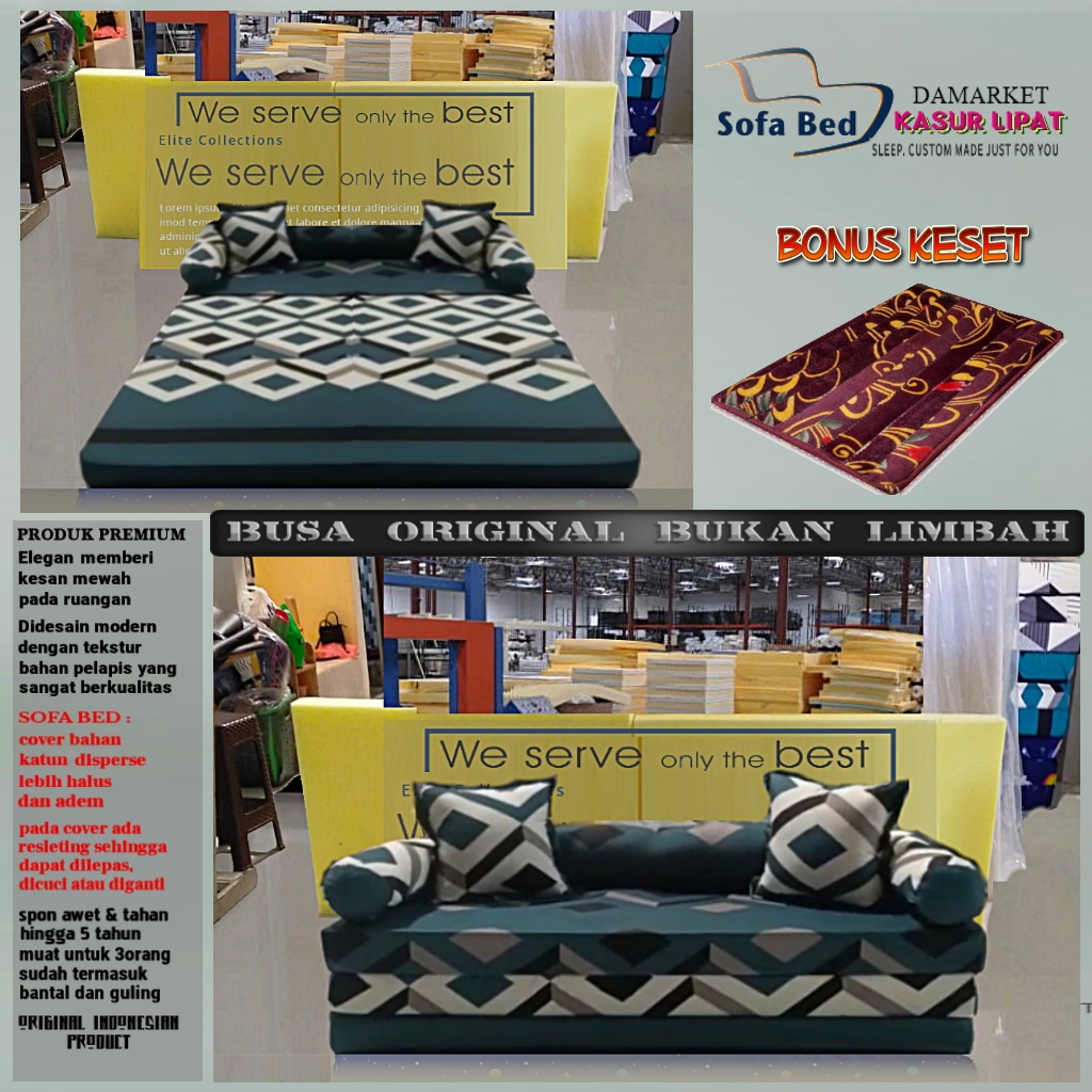 Sofa Bed Kasur Lipat Karakter Busa Yellow Premium