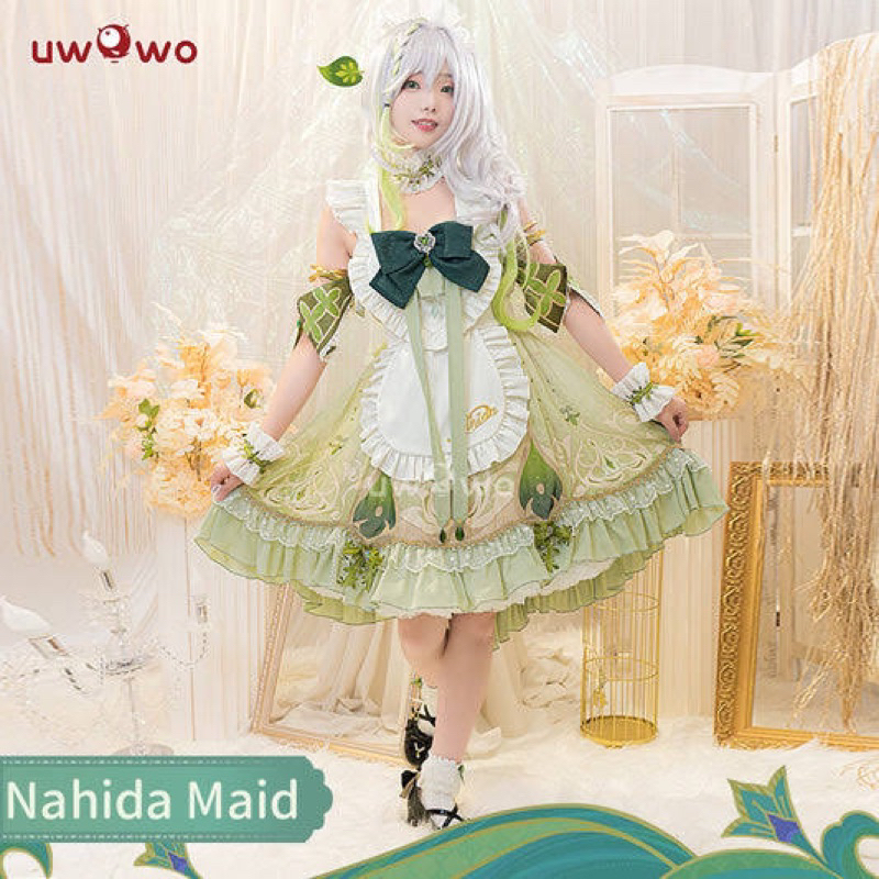 ready stock kostum Cosplay Nahida maid uwowo