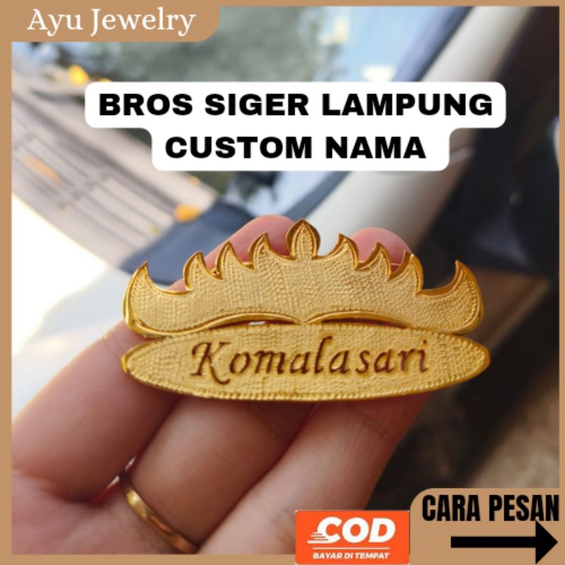 Bros Siger Lampung Custom Nama Pin Hijab Baju Peniti dan Magnet