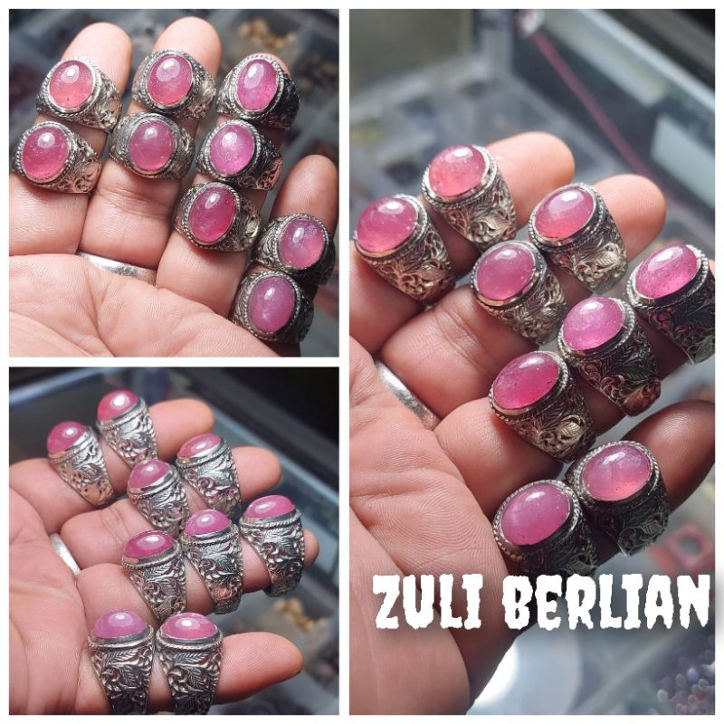 Cincin batu permata Ruby Mozambique kristal natural batu asli